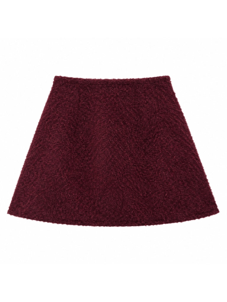 Bordo Kırçıllı Mini Etek 8405-Bordo