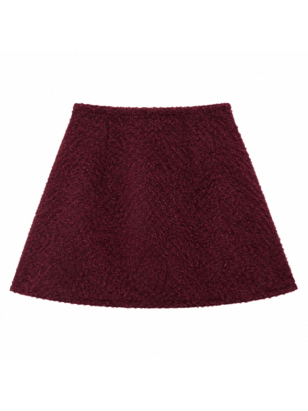 Bordo Kırçıllı Mini Etek 8405-Bordo