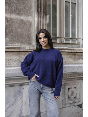 Lacivert  Bisiklet Yaka Yumoş Kazak 2373-Lacivert