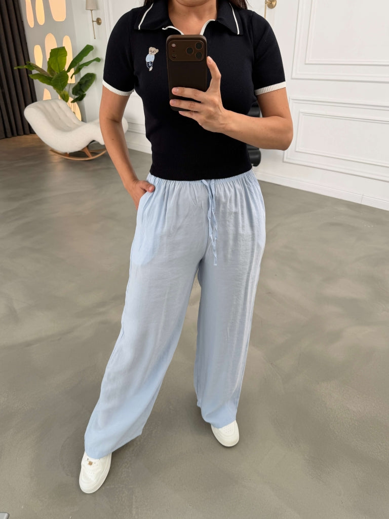 Bebe Mavi Orj Marka Tencel Pantolon 8002-Bebe Mavi