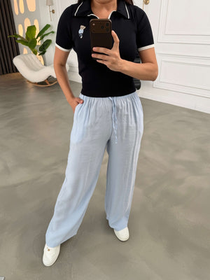 Bebe Mavi Orj Marka Tencel Pantolon 8002-Bebe Mavi