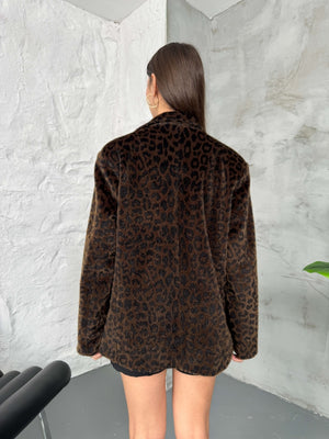 Leopar Kürklü Premium Blazer Ceket
