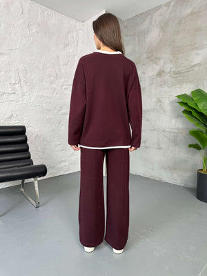 Mürdüm Tshirt Detaylı Sweat Takım