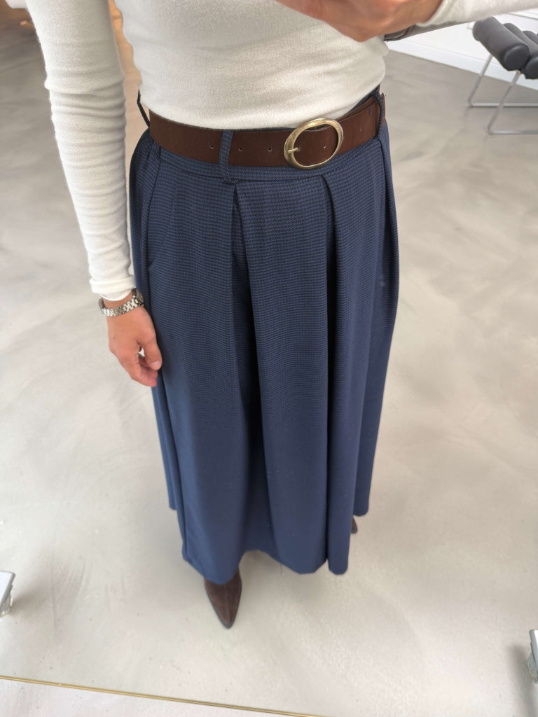 Lacivert Desenli Kemerli Etek Pantolon 51519-Lacivert