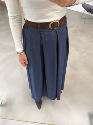 Lacivert Desenli Kemerli Etek Pantolon 51519-Lacivert