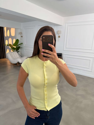 Sarı Fitilli Likralı Bluz 10905-Sarı