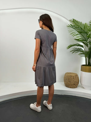 Antrasit Basic Elbise EY7580-Antrasit