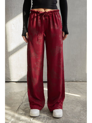 Bordo Varaklı Palazzo Pantolon 1615