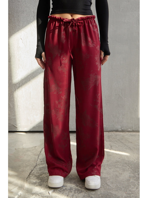 Bordo Varaklı Palazzo Pantolon 1615