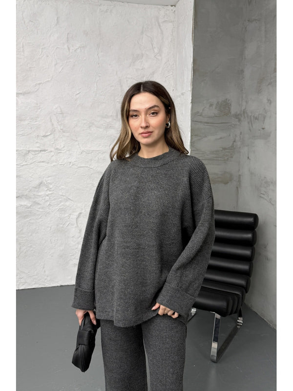 Antrasit Oversize Örme Takım 25812-Antrasit