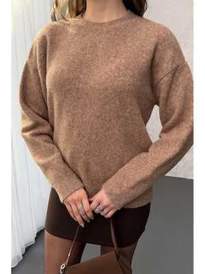 Dilvin Koyu Bej Yün Karışımlı Kazak 10640-Koyu Bej