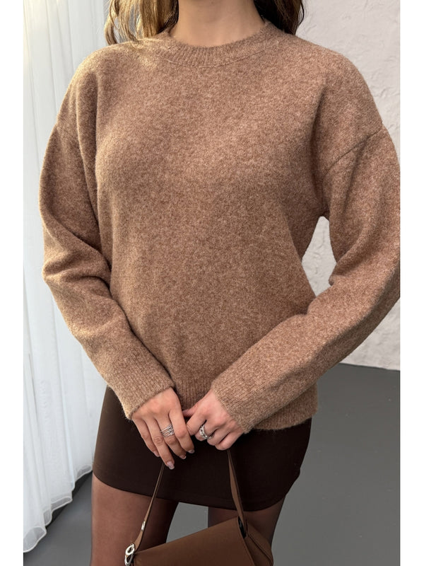 Dilvin Koyu Bej Yün Karışımlı Kazak 10640-Koyu Bej