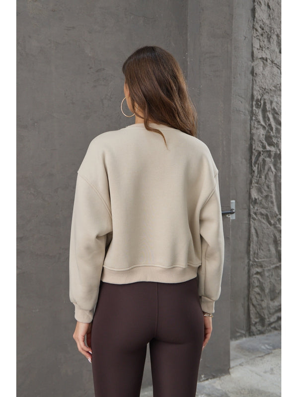 Bej Teddy Nakış Detaylı Sweat