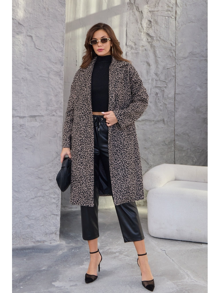 Leopar Desen Tek Düğme Zara Model Kaban