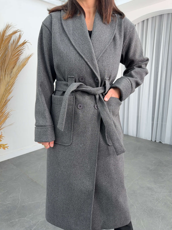 Antrasit Şal Yaka Premium Kaban 20071-ANTRASİT