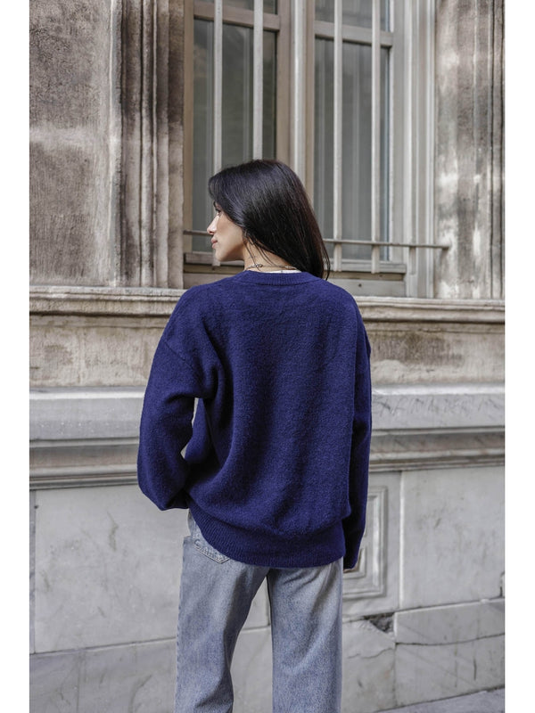 Lacivert  Bisiklet Yaka Yumoş Kazak 2373-Lacivert