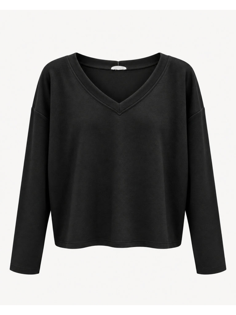 Siyah V Yaka Uzun Kollu Sweat M-11094-Siyah