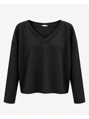 Siyah V Yaka Uzun Kollu Sweat M-11094-Siyah