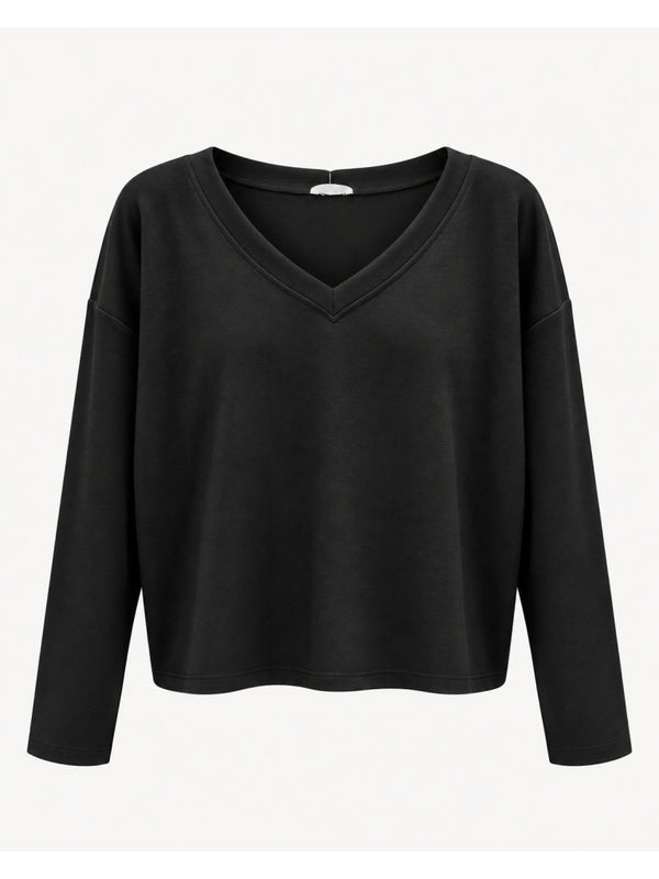 Siyah V Yaka Uzun Kollu Sweat M-11094-Siyah