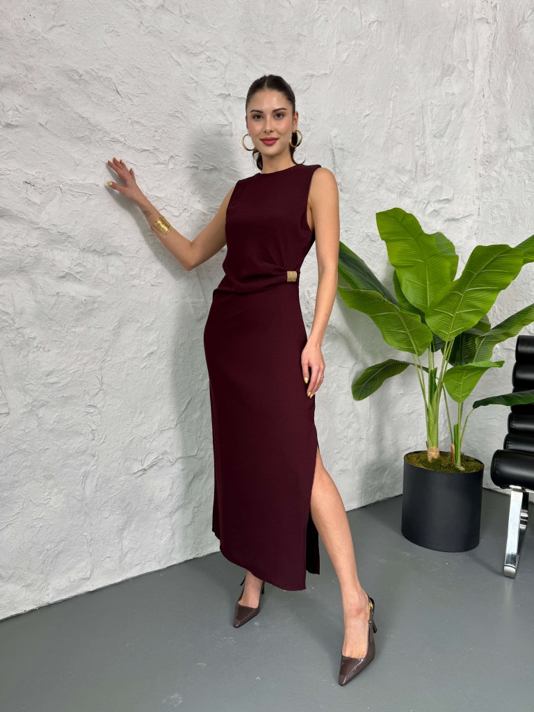 Mürdüm Toka Detaylı Elbise