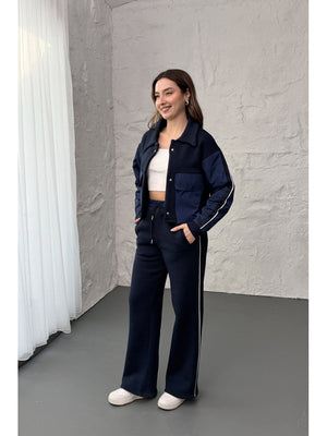 Lacivert Paraşüt Cepli Şardonlu Takım 1912-Lacivert