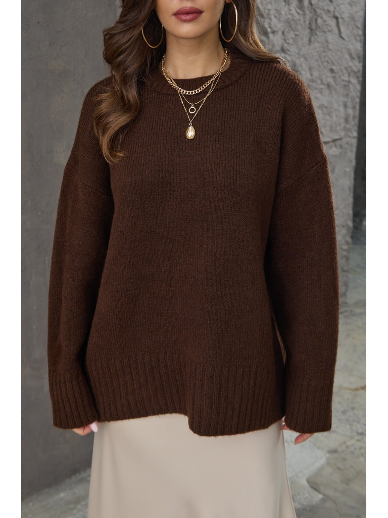 Kahve Bisiklet Yaka Oversize Kazak