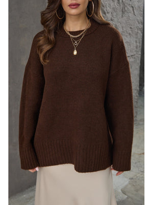 Kahve Bisiklet Yaka Oversize Kazak