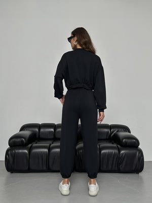 Siyah Modal Sweat Pantolon Takım