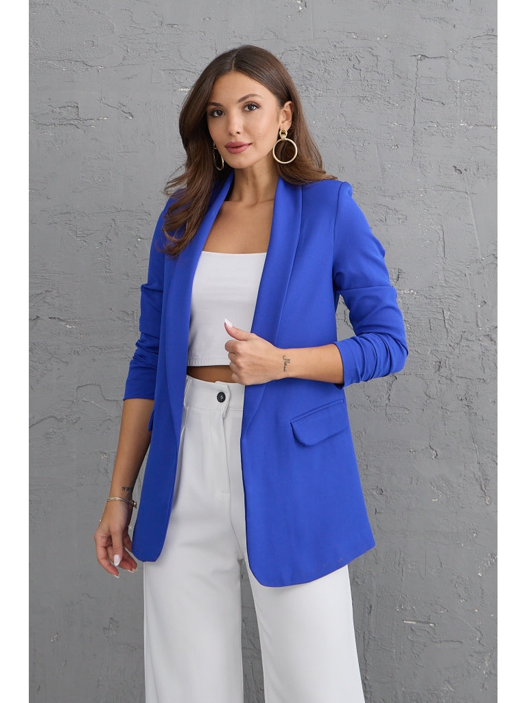 Saks Şal Yaka Kolu Büzgülü Blazer Ceket 50045-SAKS