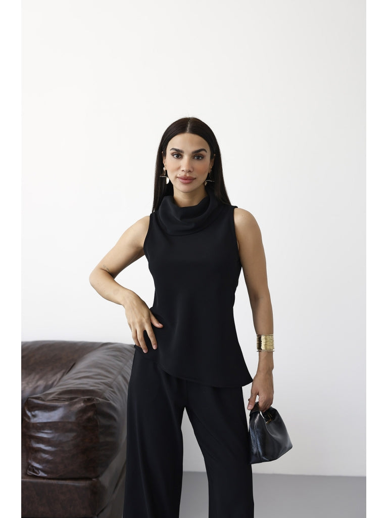 Siyah Şal Yaka Sıfır Kol Takım 8188-Siyah