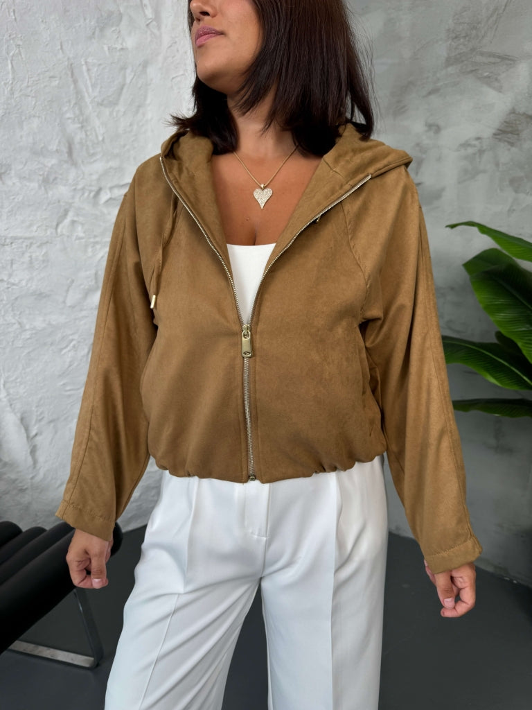 Taba Zr Model Kapşonlu Süet Ceket