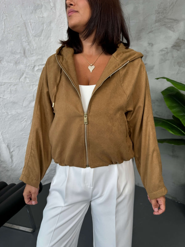 Taba Zr Model Kapşonlu Süet Ceket