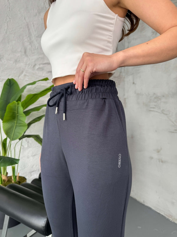 Füme Orjinal Yırtmaçlı Modal Eşofman 076-FÜME