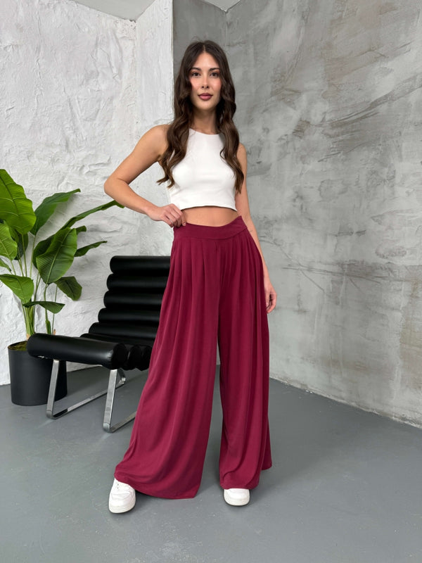 Bordo Bel Pilili Modal Pantolon
