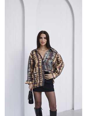 Turkuaz Batik Desenli Gömlek EY-5028-TURKUAZ