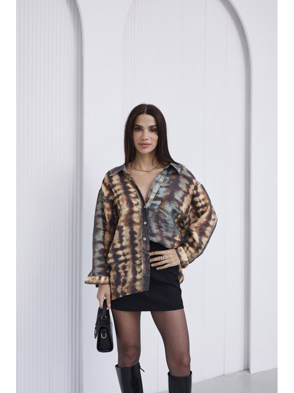 Turkuaz Batik Desenli Gömlek EY-5028-TURKUAZ