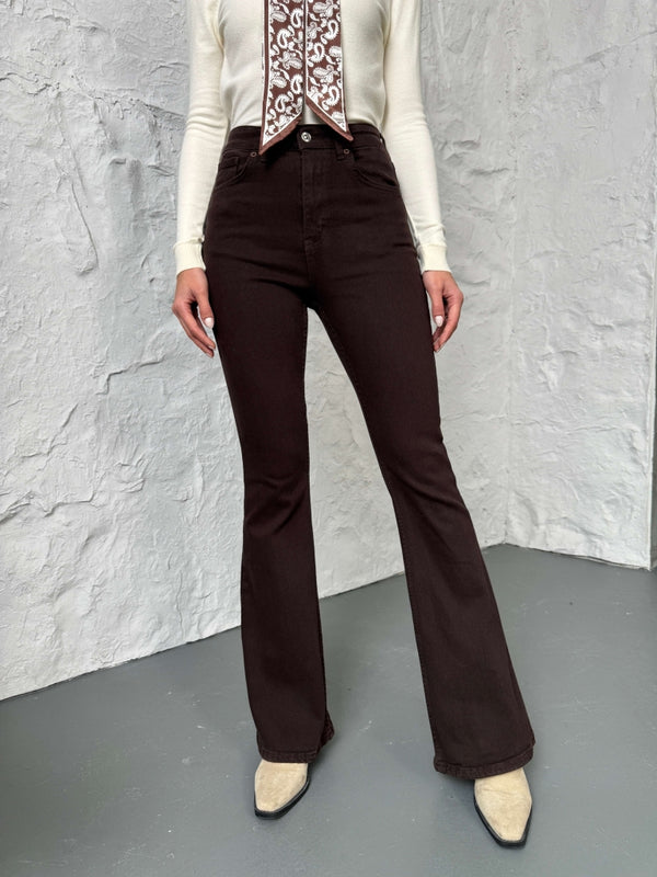 Kahverengi İspanyol Paça Jean G2106-KaAHVE