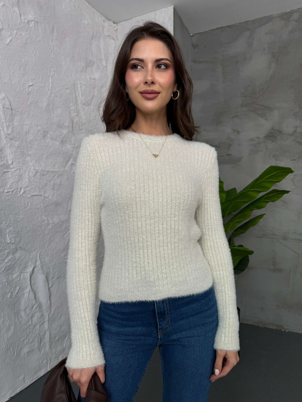 Ekru Simli Yumoş Kazak 2543-EKRU