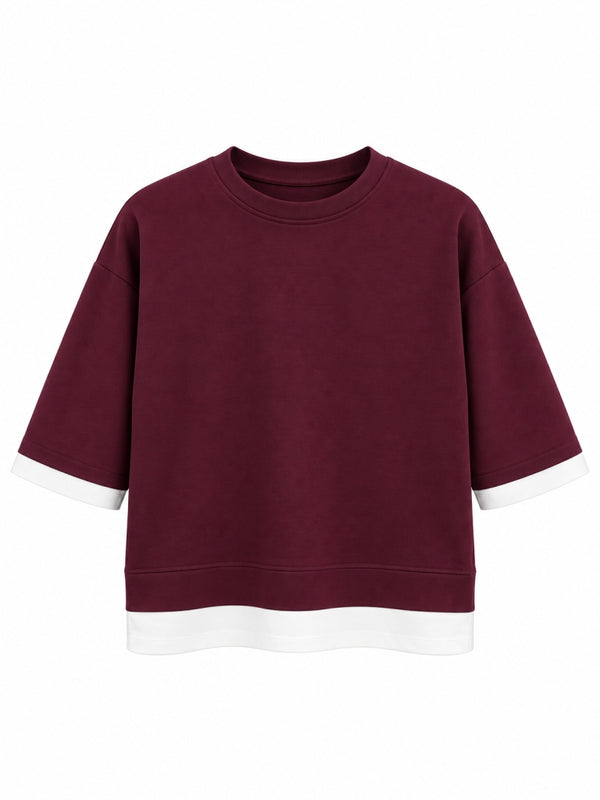 Mürdüm Eteği Garnili Sweat Takım 11950-Mürdüm