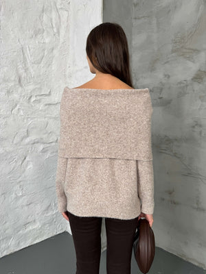 Vizon Açık Yaka Baklava Desen Kazak 2530