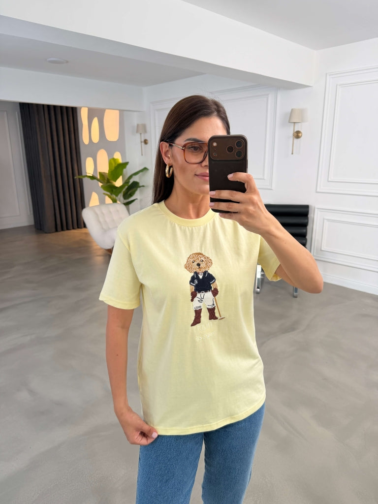 Sarı Hayvan Nakışlı Tshirt 11825-Sarı