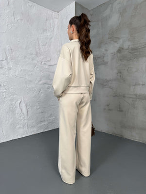 Taş Paraşüt Şeritli Fermuarlı Scuba Takım 2624-Taş