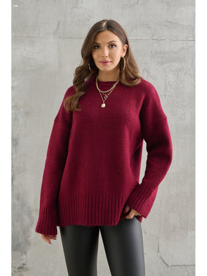 Bordo Bisiklet Yaka Oversize Kazak