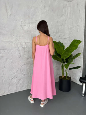 Pembe Askılı Elbise