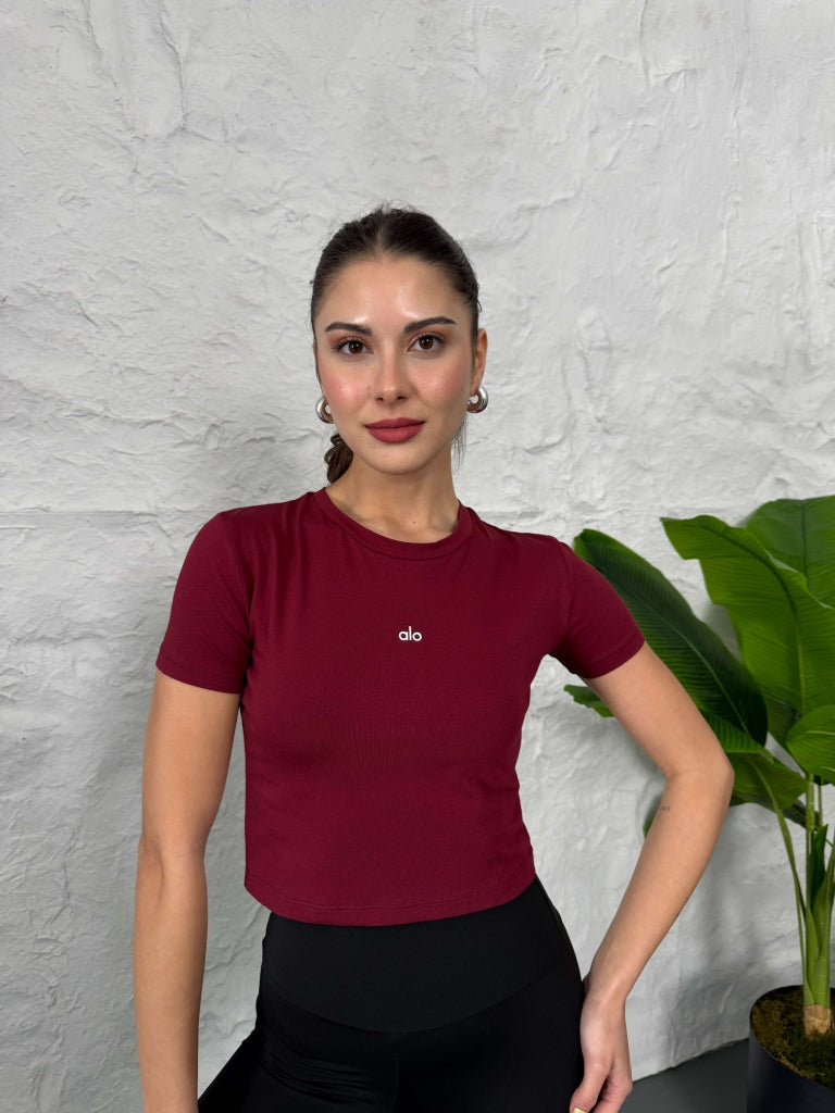 Bordo Orj Marka Crop Tshirt