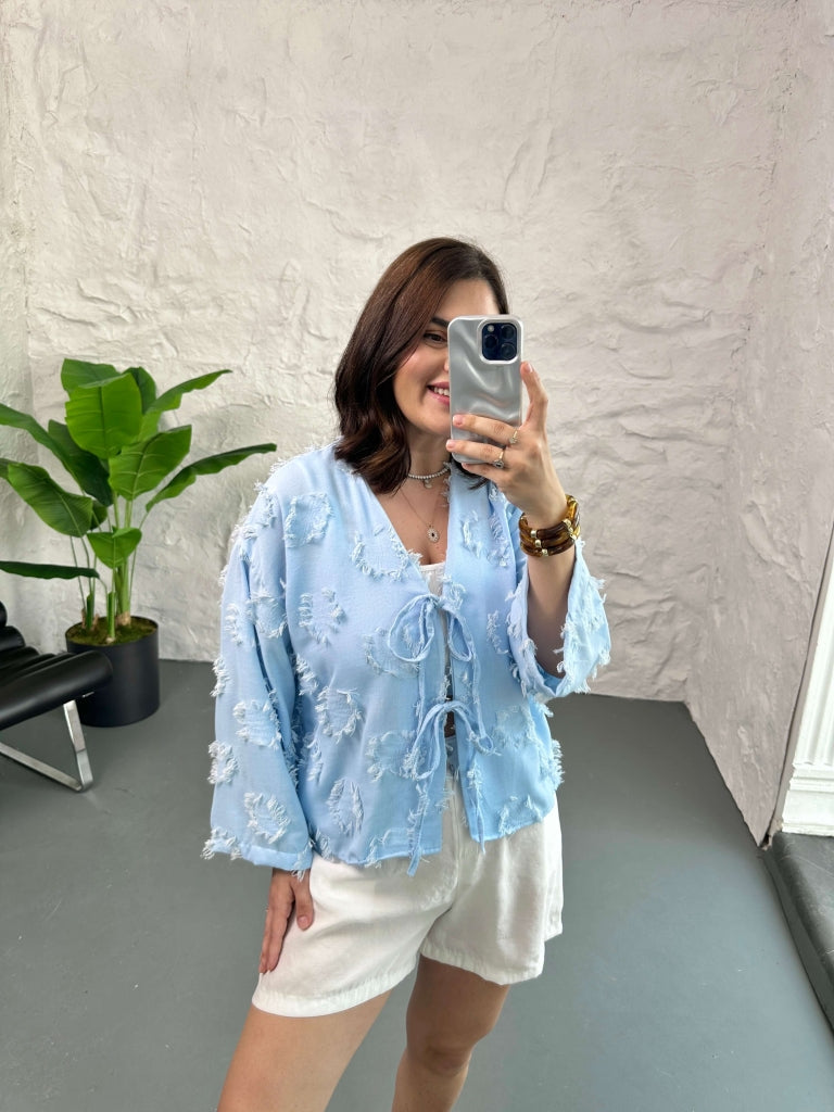 Bebe Mavi Püsküllü Kimono