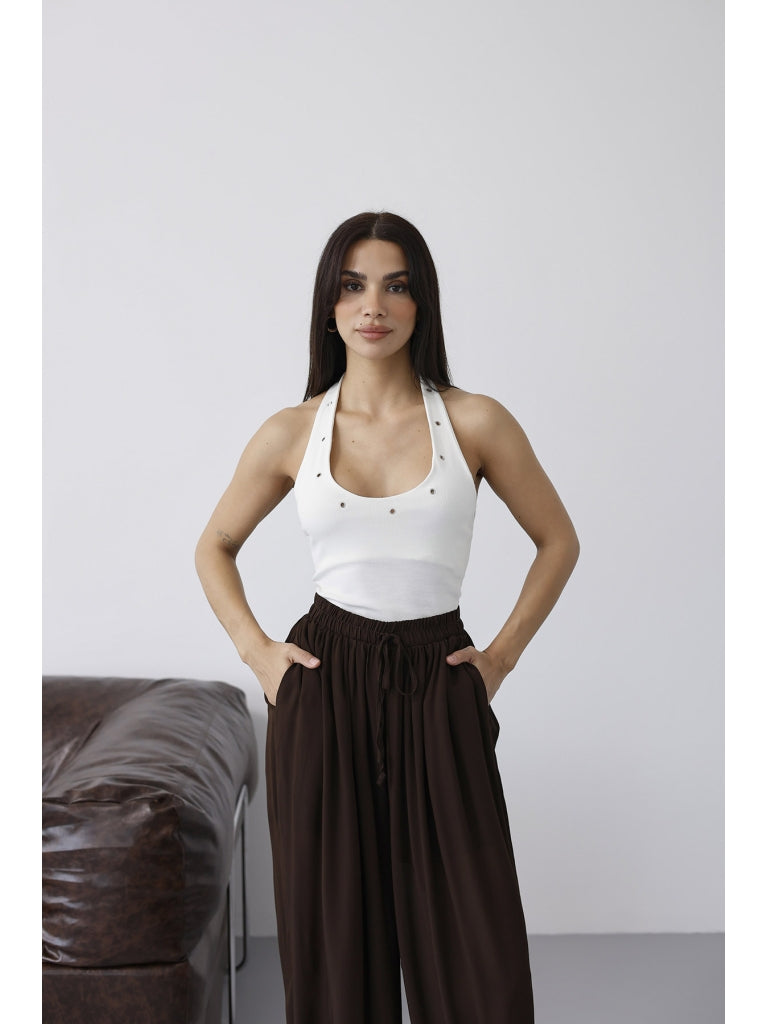 Beyaz Kuşgözü Detaylı Atlet 1060-Beyaz