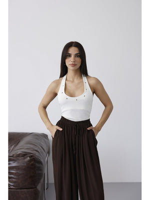 Beyaz Kuşgözü Detaylı Atlet 1060-Beyaz