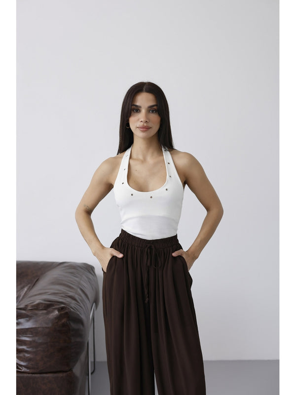 Beyaz Kuşgözü Detaylı Atlet 1060-Beyaz