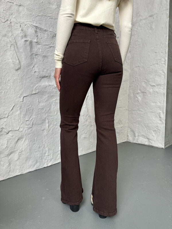 Kahverengi İspanyol Paça Jean G2106-KaAHVE